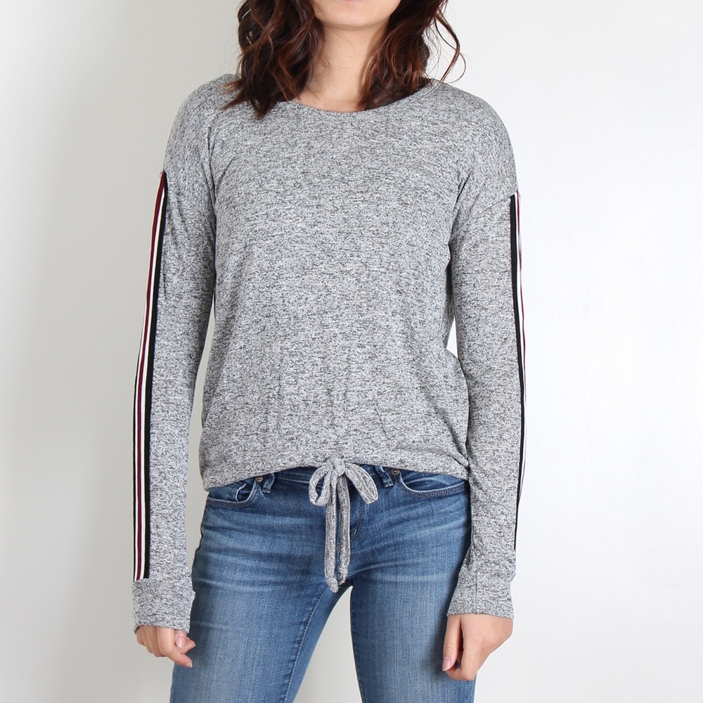 NWT, Heather Grey Arm Stripe Sweatshirt